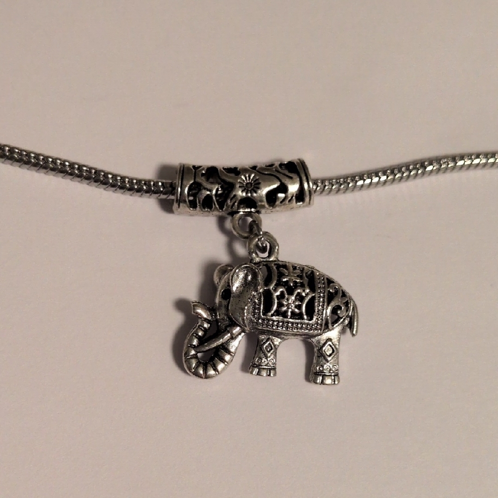 Large Silver Elephant Dangle Charm for‎ Pandora Style Bracelet